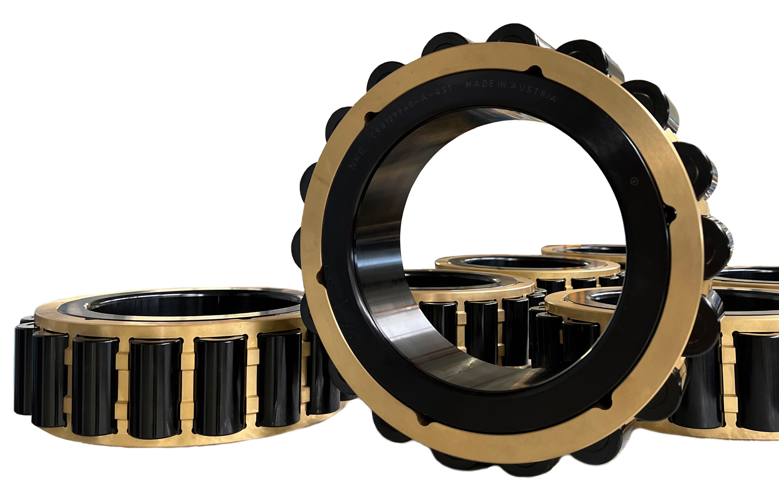Cylindrical roller bearings with black oxide finish from NKE. Bearings used in wind turbine gearboxes are commonly coated with black oxide. This special treatment forms a protective layer on the functional surfaces of a bearing. Among other advantages, black oxide finished bearings offer improved run-in and wear and enhanced adhesive wear characteristics.