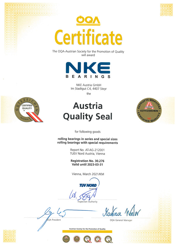 In April 2021, NKE again received the certificate for the Austria Quality Seal