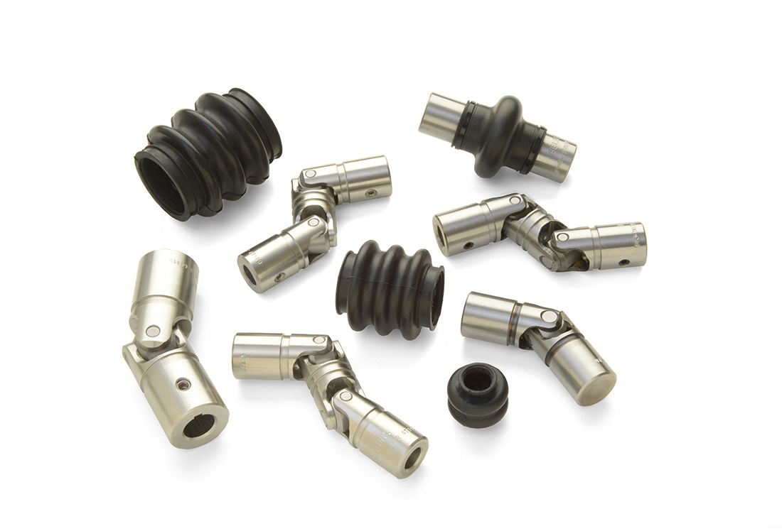 Belden Universal friction- and needle-bearing universal joints from Ruland in a variety of sizes and materials